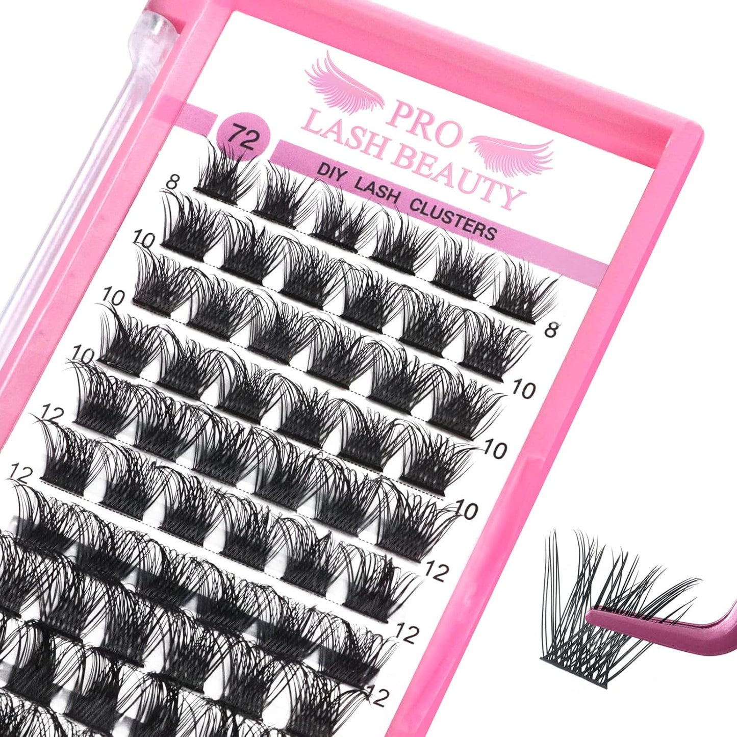 Lash Clusters - 72 Pcs DIY Individual Cluster Lashes | Volume Wispy 8-16mm, Soft & Reusable