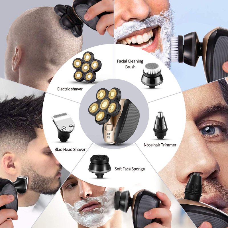 Upgrade 5 in 1 Electric Shaver for Men - Multifunctional Bald Head Shaver Grooming Kit - USB Rechargeable Cordless Waterproof Hair Trimmer