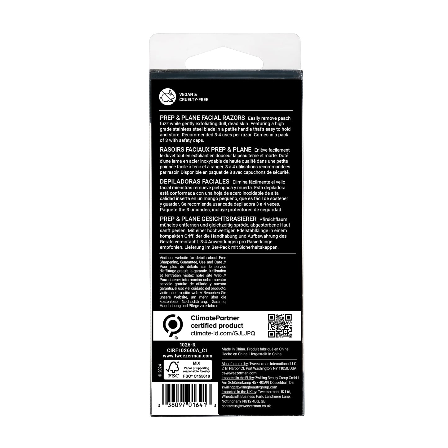 Tweezerman Prep and Plane Facial Razors for Hair Removal and Exfoliation, 3 Count