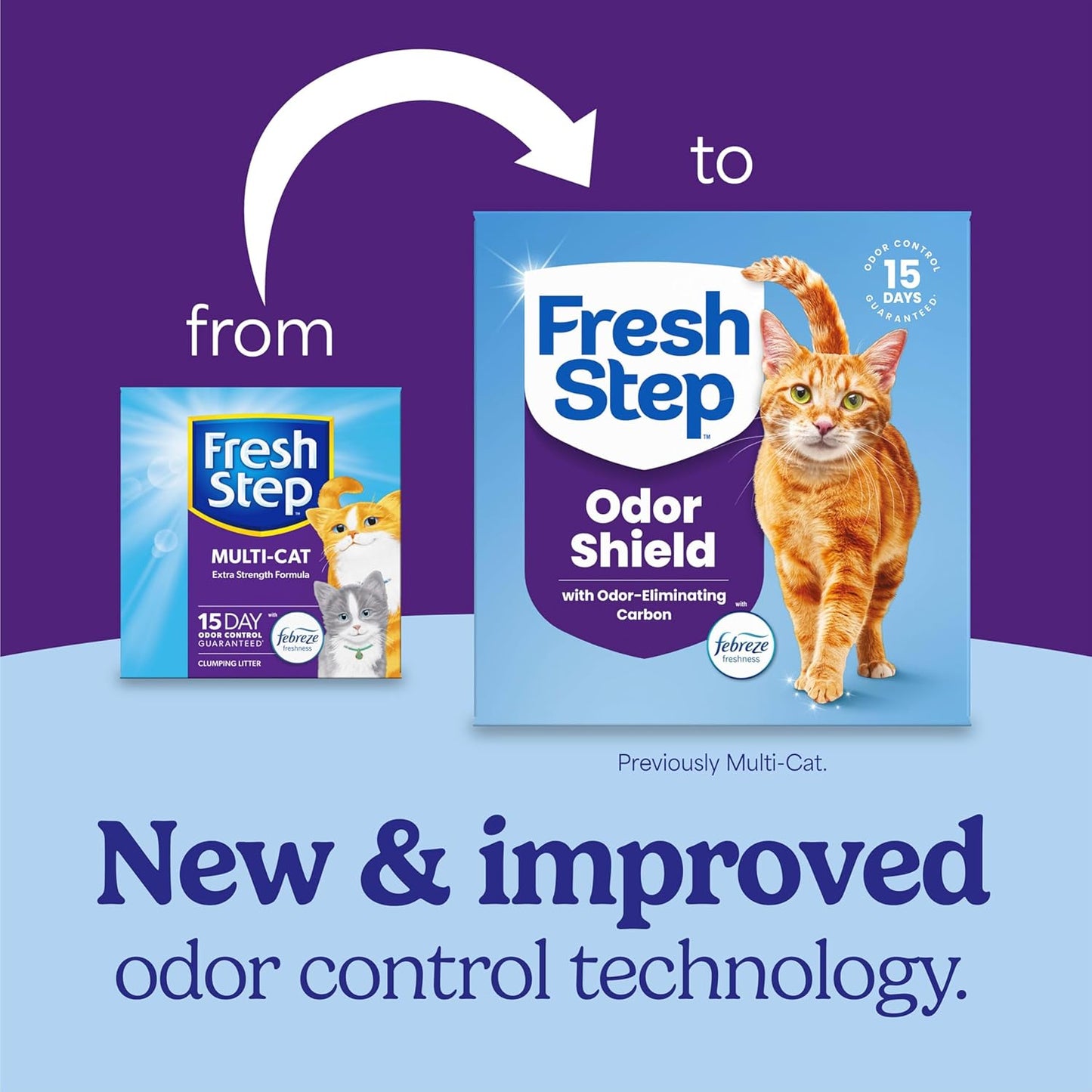 Fresh Step Cat Litter - Odor Shield Multi-Cat Clumping Formula with Febreze Freshness | 14 lb, Low Dust, Ammonia Block Technology