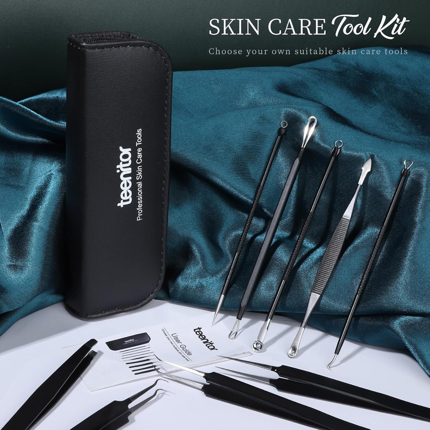 Blackhead Remover Tool Kit - 9 Pcs Stainless Steel Comedone Extractor for Acne, Pimples & Whiteheads | Facial Care Tools