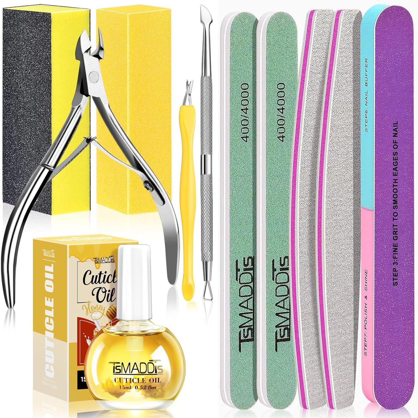 Manicure Tools Kit - Complete Nail Care Set with Files, Buffers, Cuticle Nipper & Oil | 9-Piece Essentials