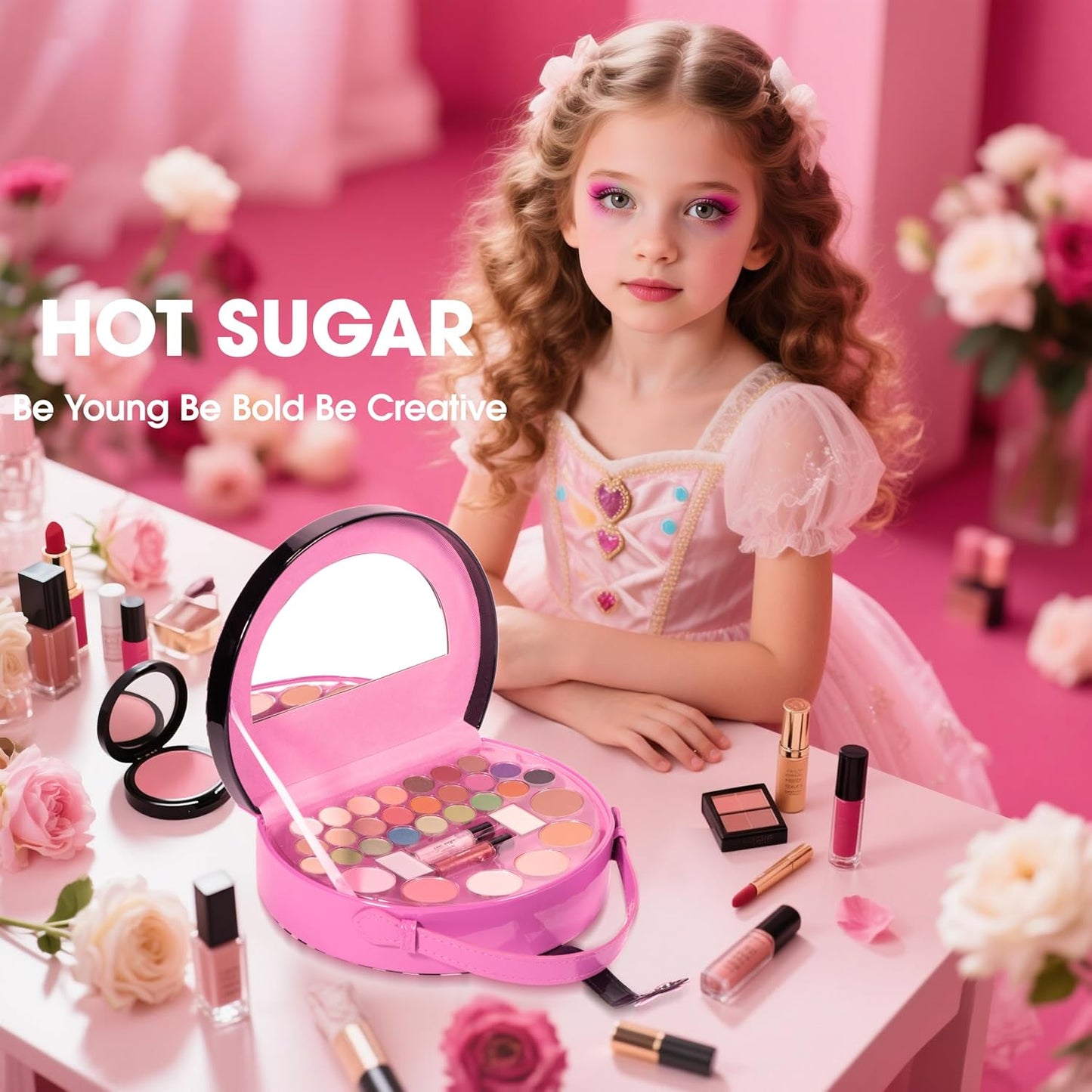 Makeup Kit for Girls - Complete Cosmetics Gift Set for Birthdays & Christmas | Rose Color