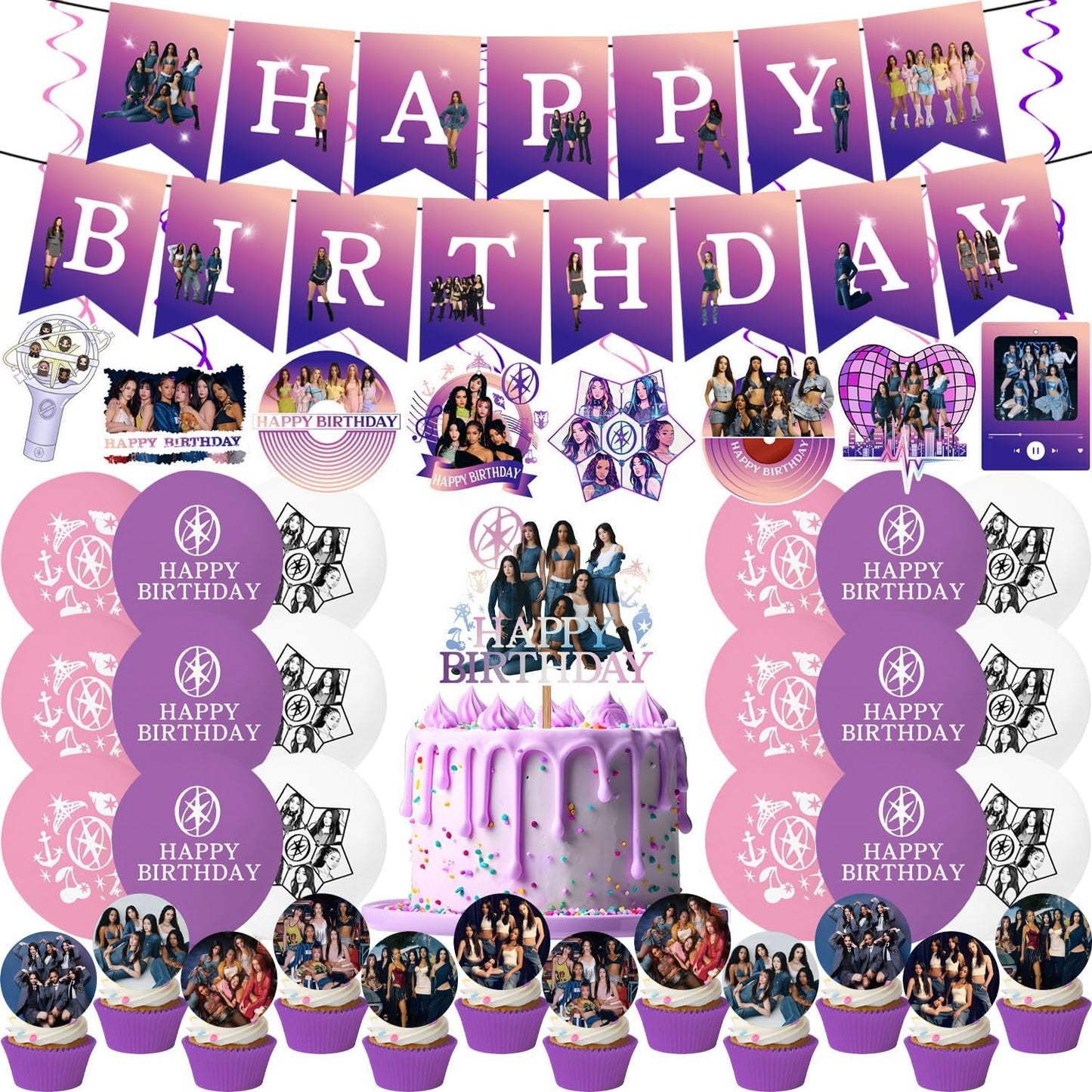 Singer Themed Birthday Party Decorations Set - Happy Birthday Banner, Balloons, Cake Toppers & Cupcake Toppers