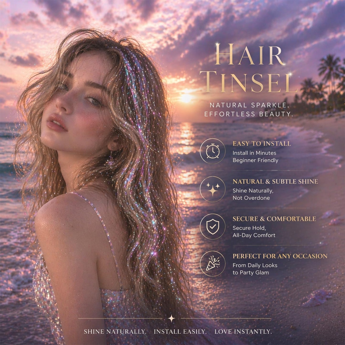 Hair Tinsel Kit 20 Colors Glitter Tinsel Hair Extensions for Women Girls
