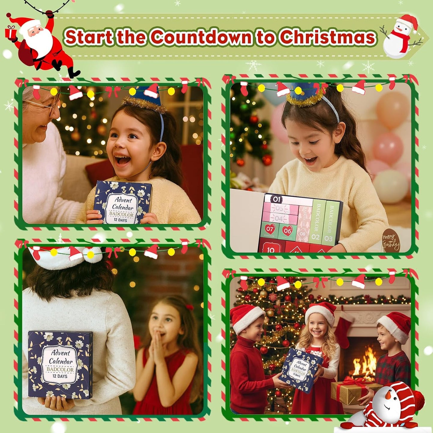 Advent Calendar 2025 - 12 Days Christmas Countdown Makeup Gift Set | Full Cosmetics Kit for Women & Teens