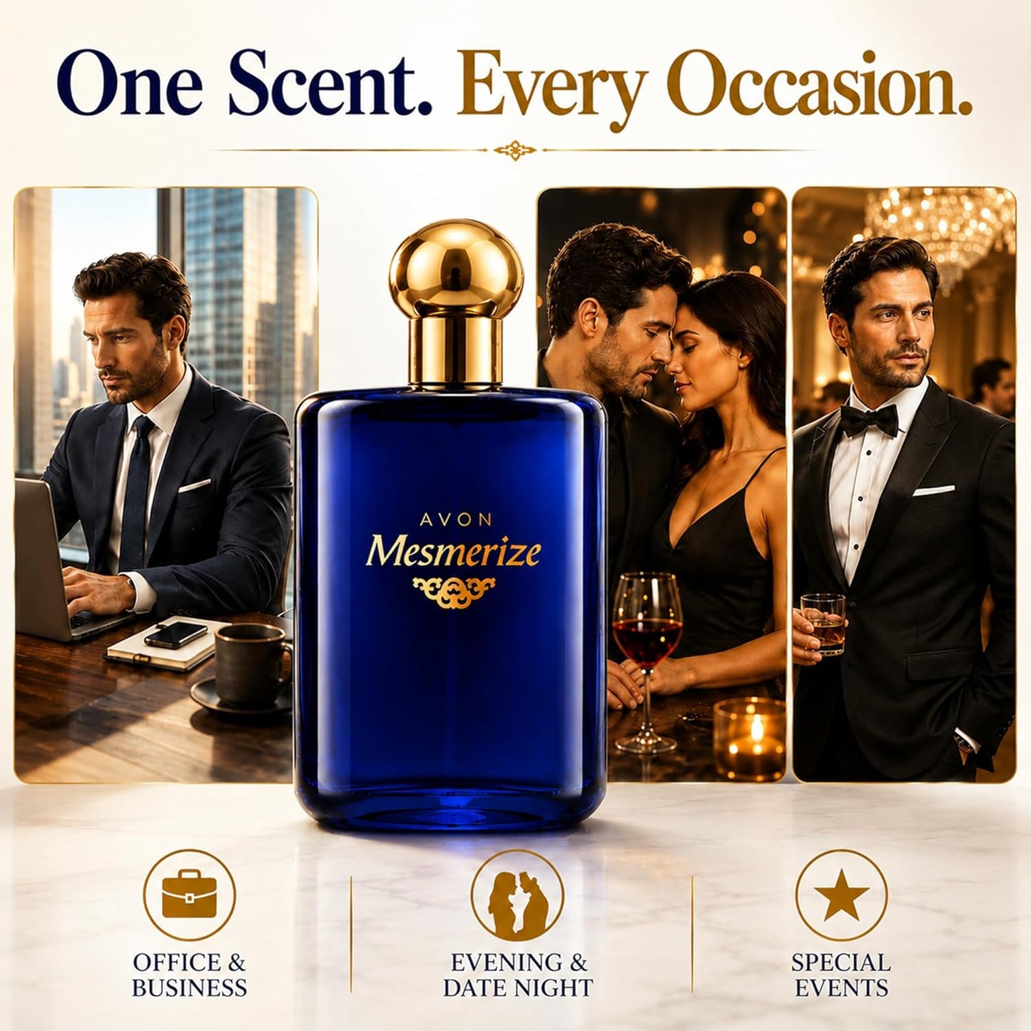 AVON Mesmerize Cologne Spray - Long-Lasting Men's Cologne with Sandalwood & Amber | 3.4 fl oz Travel Size