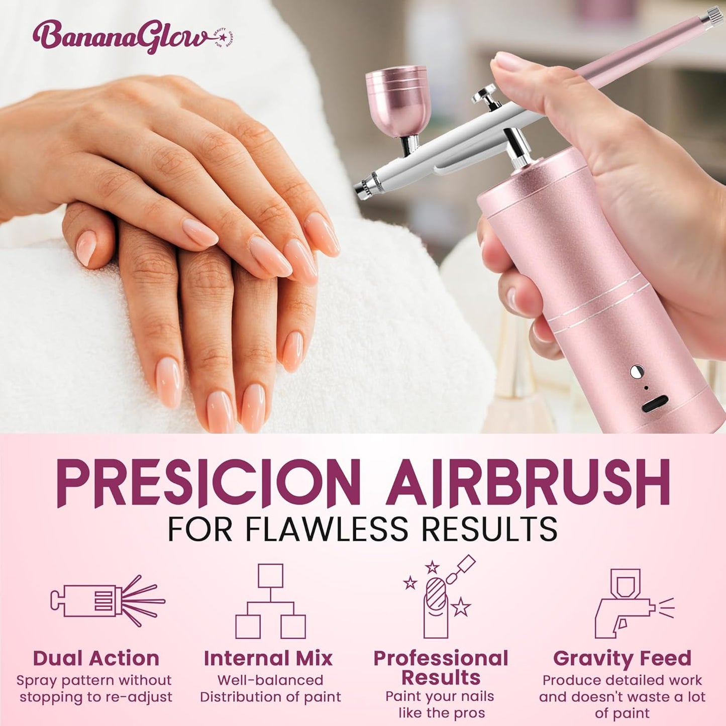 Airbrush for Nails Kit - Portable Cordless Professional Nail Art System with Stencils & Cleaning Tools | Ideal for Artists & Technicians