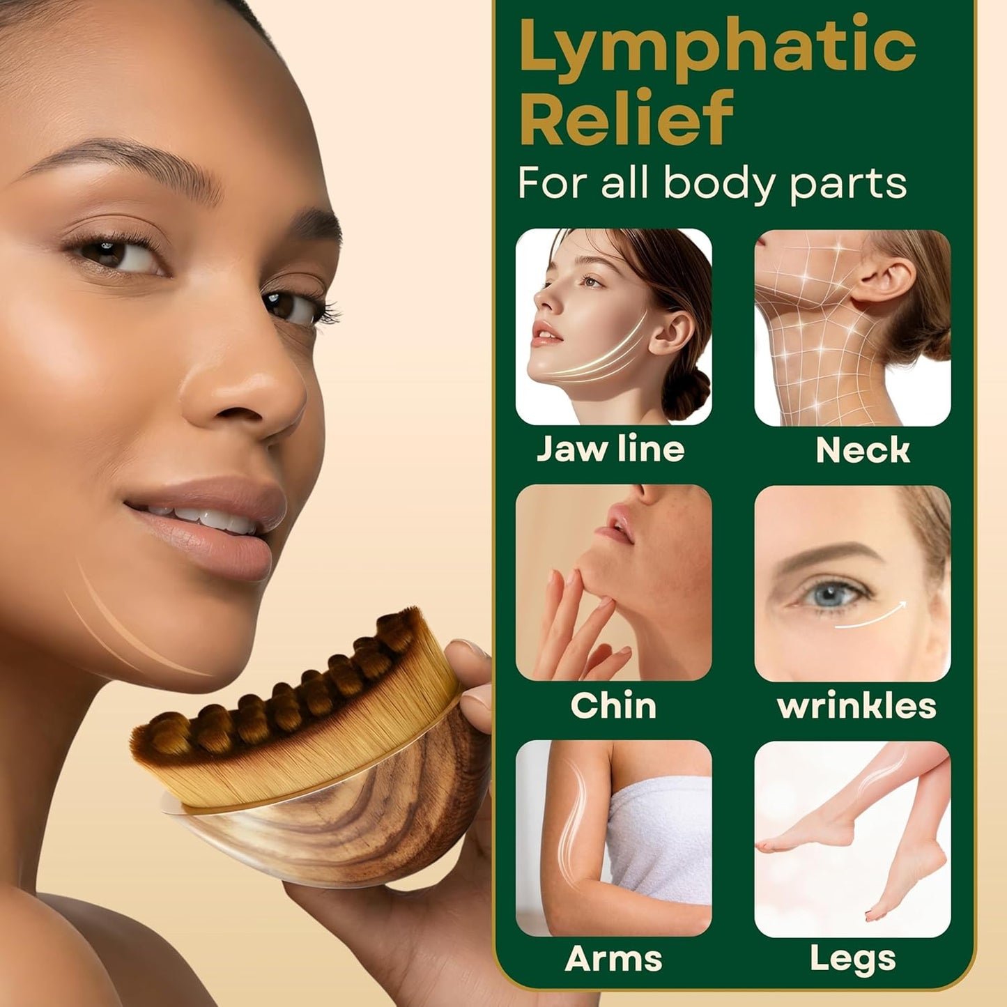 Lymphatic Contour Face Brush Set - 2 Pack Facial Sculpting Tool for Chin, Neck & Jawline | Soft Anti-Puffiness Massage