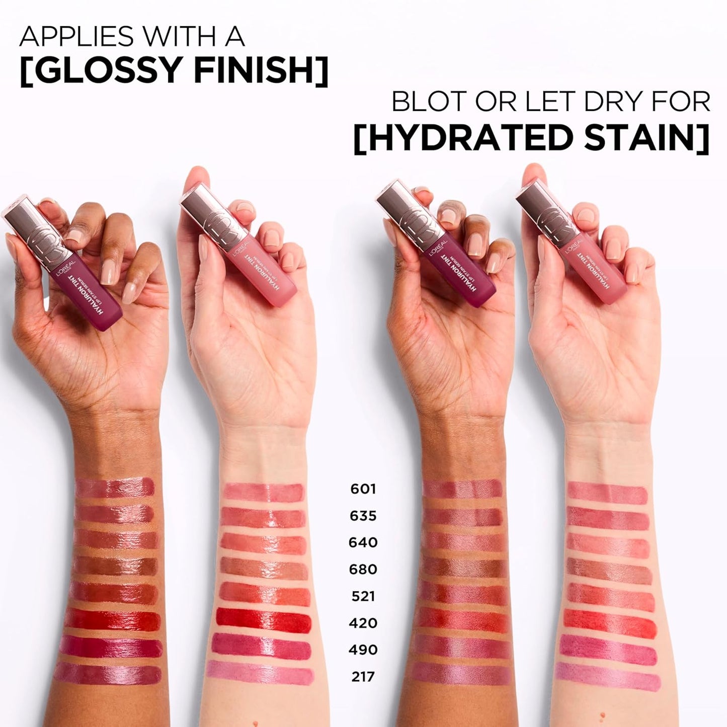L'Oreal Paris Hyaluron Tint Lip Stain Serum - Long-Lasting Hydrating Lip Makeup | 217 Smoky Mauve (Dusky Pink)