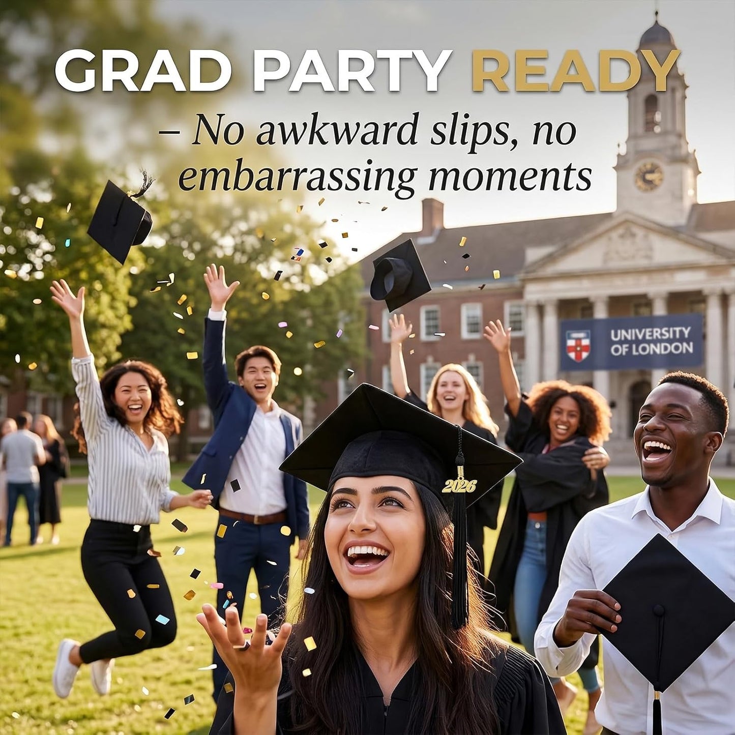 Graduation Cap Headband for Women - Anti-Fall Hairband for Secure Graduation Hats | Black