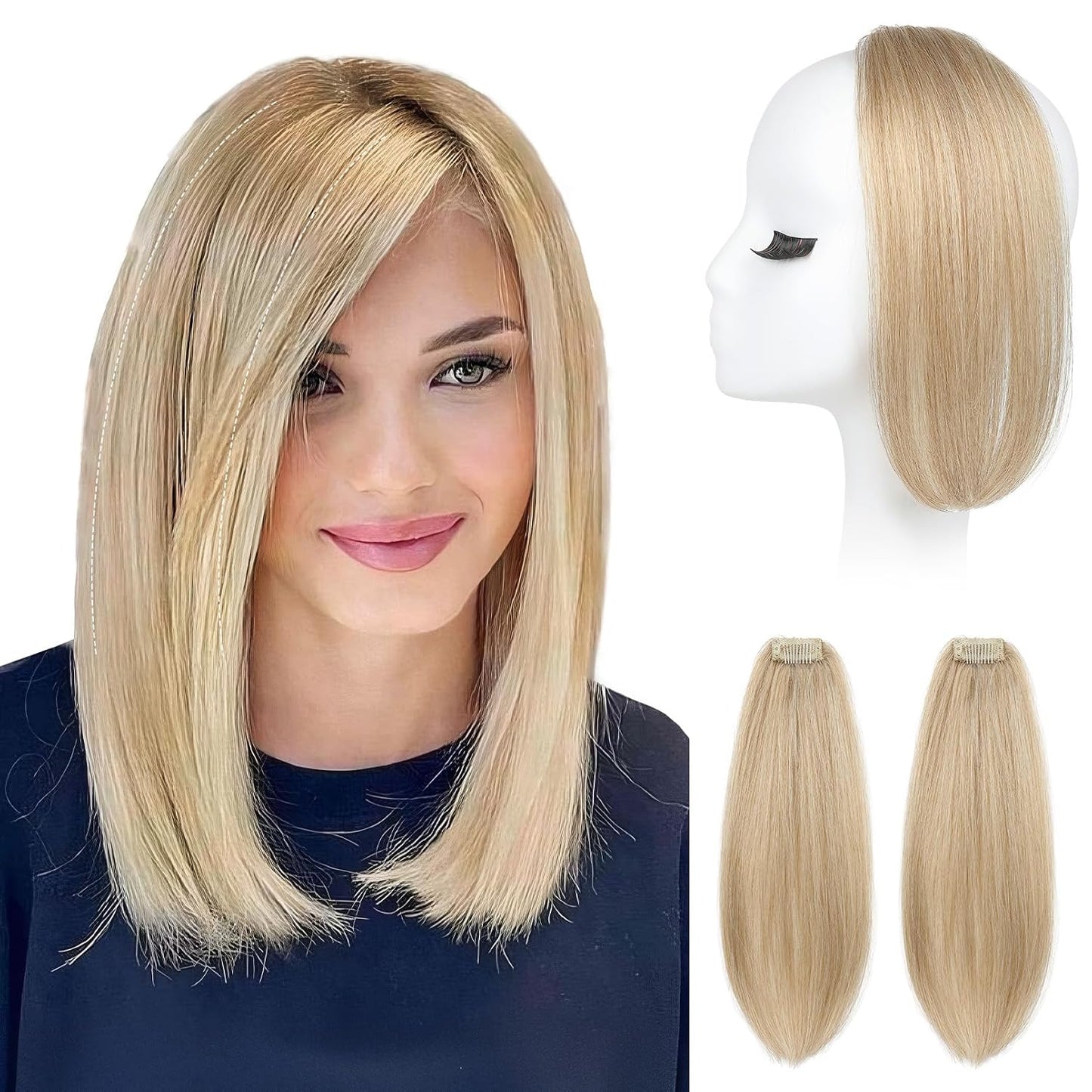 Clip In Hair Volumizer - 12 Inch Thick Hairpieces for Extra Volume | Off Black, 2PCS