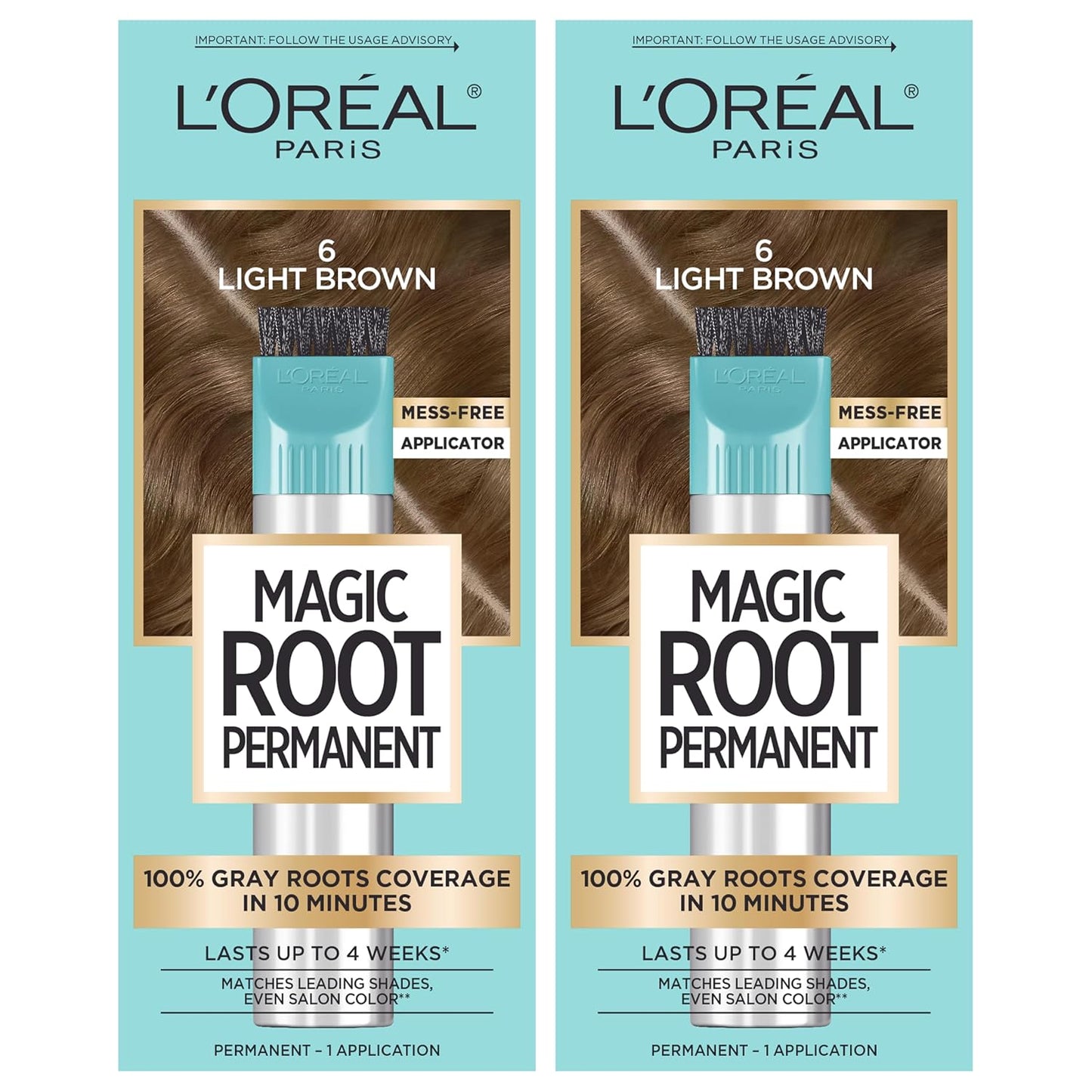 L'Oreal Paris Magic Root Hair Color Kit - 100% Gray Coverage in 10 Minutes | 2 Black Shades (2 Count)