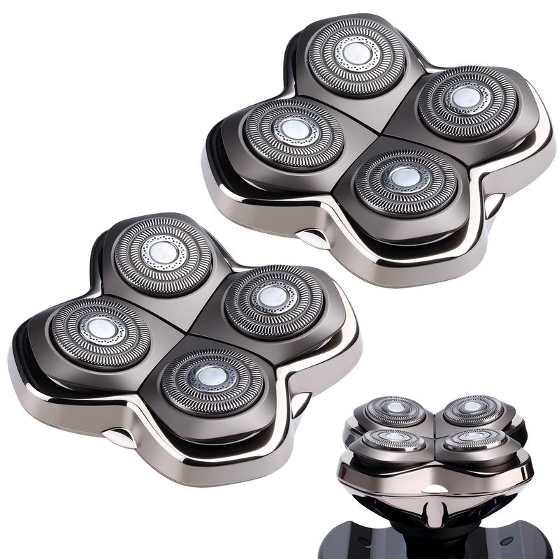 2Pack Pro 4 Shaver Replacement Heads Compatible with Skull Pitbulls Gold PRO, Silver PRO, Platinum PRO, Head Shavers, Electric Shaver Half Head for Men/Women (2 PACK BORON)