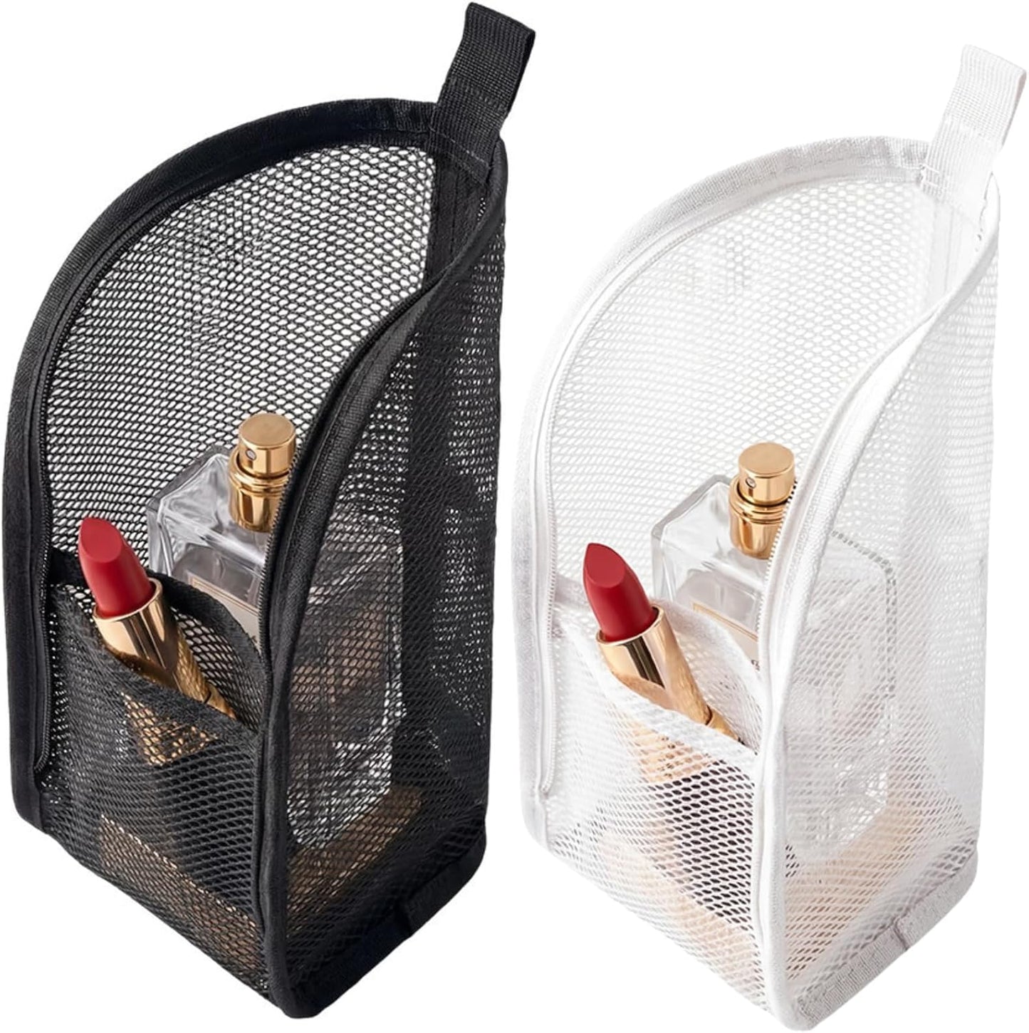 Lightweight Travel Toiletry Bag - Waterproof Foldable Cosmetic Organizer | Compact Design in White & Pink