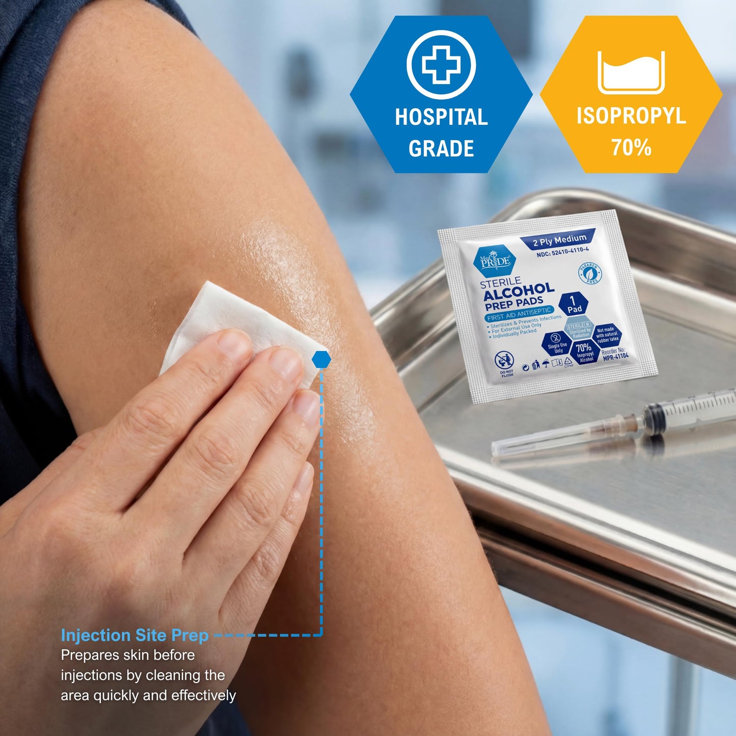 MED PRIDE Sterile Alcohol Prep Pads, Medical Grade, 2-Ply, 100-Count