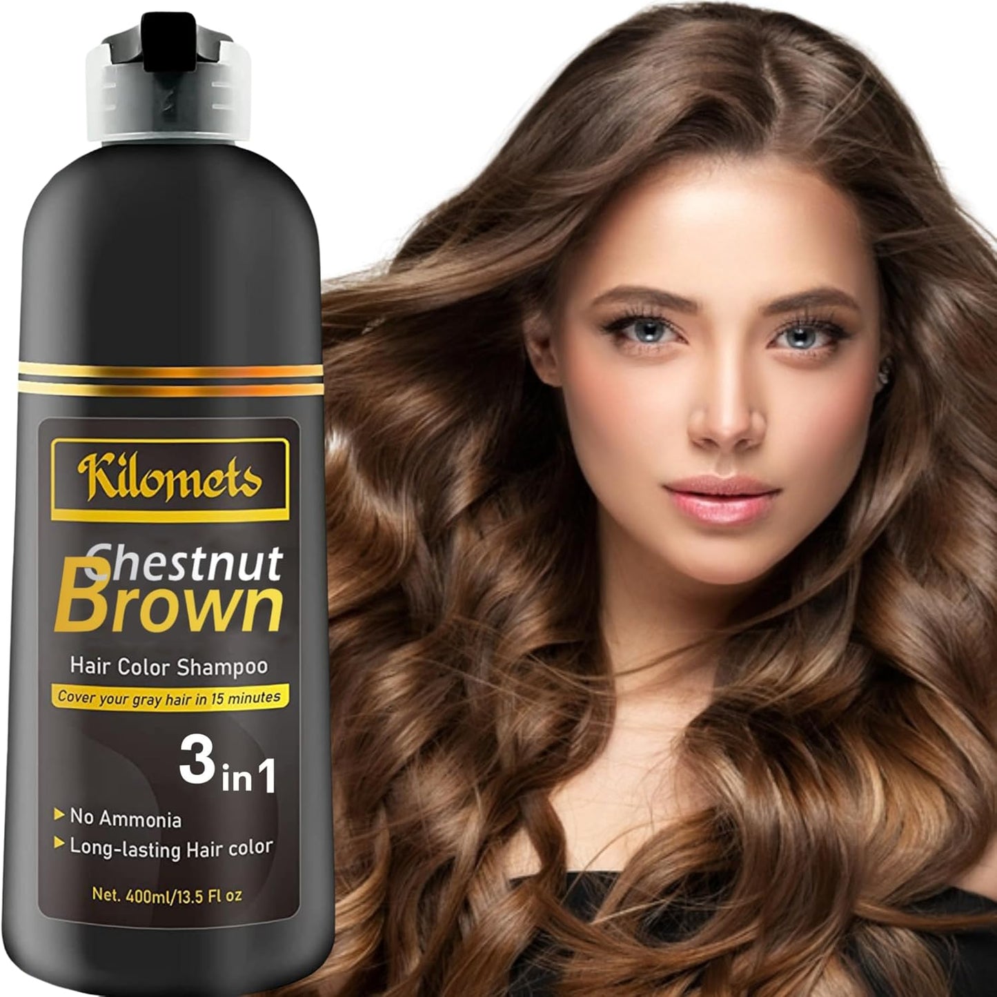 Chestnut Brown Hair Dye Shampoo - 3-in-1 Ammonia-Free Color for Grey Coverage | Instant Coloring Gift for Parents