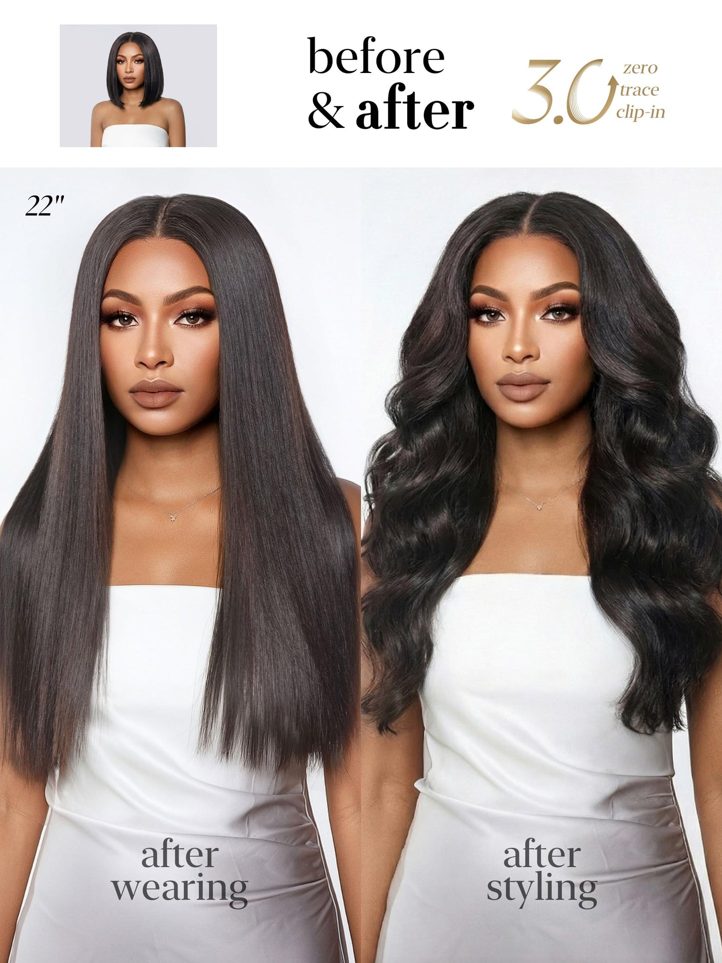 LUVME 0.59mm Zero Trace Invisible Clip in Hair Extensions, Yaki Straight 6 Pcs 100g 24 Inch, 100% Real Human Hair Clip Ins, Wider Wefts for Easy Sectioning and Long Yaki Length for Glam Looks