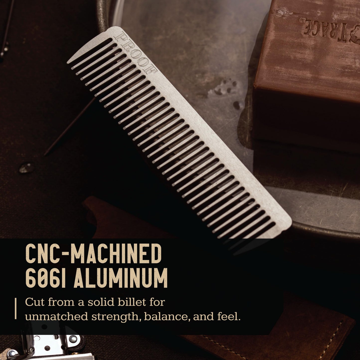 Proof Aluminum Metal Comb - CNC-Machined 6061 Aluminum Metal Hair Comb with Montana-Sewn Leather Case, Rust-Proof, Dent-Resistant, Durable & Travel-Ready Pocket Grooming Tool - Made in USA