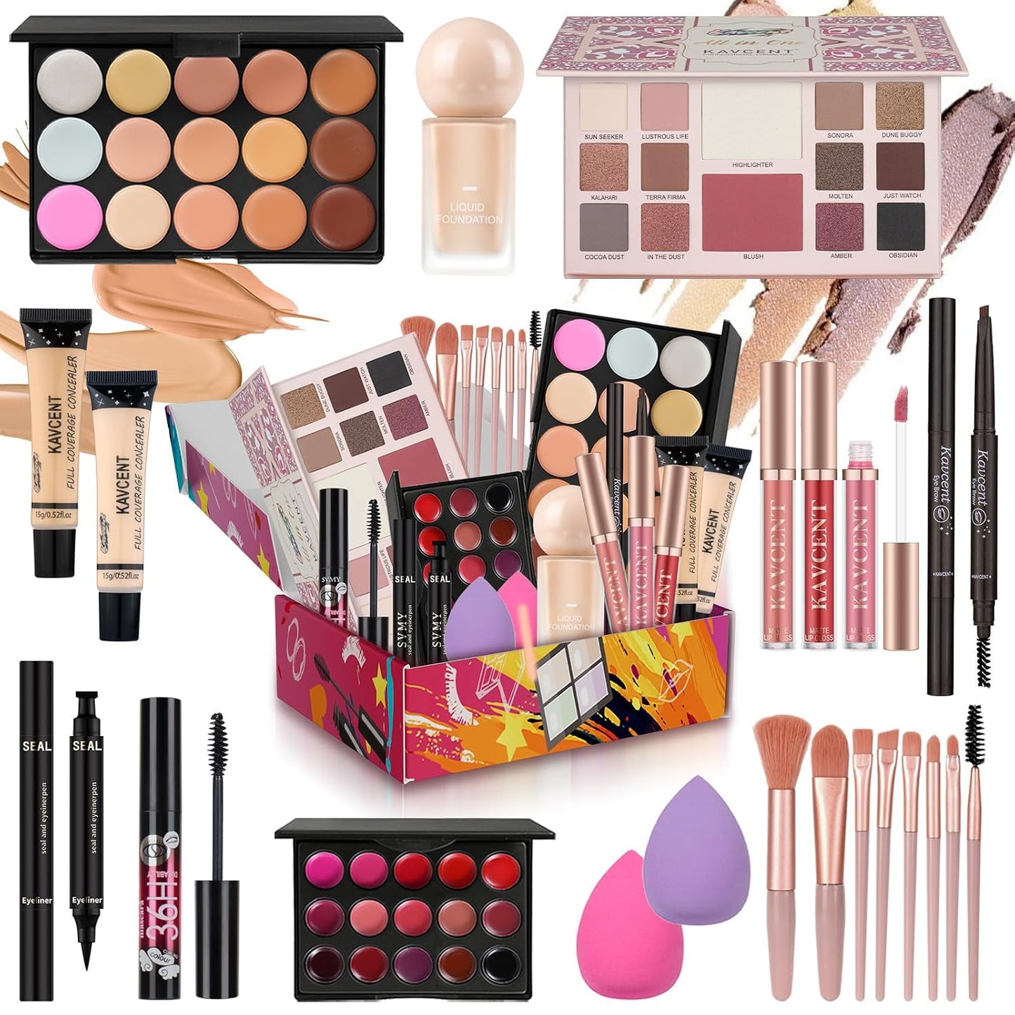 Makeup Set for Women | Complete Makeup Kit with Eyeshadow Palette, Lip Gloss & Foundation - Perfect Gift for Teens