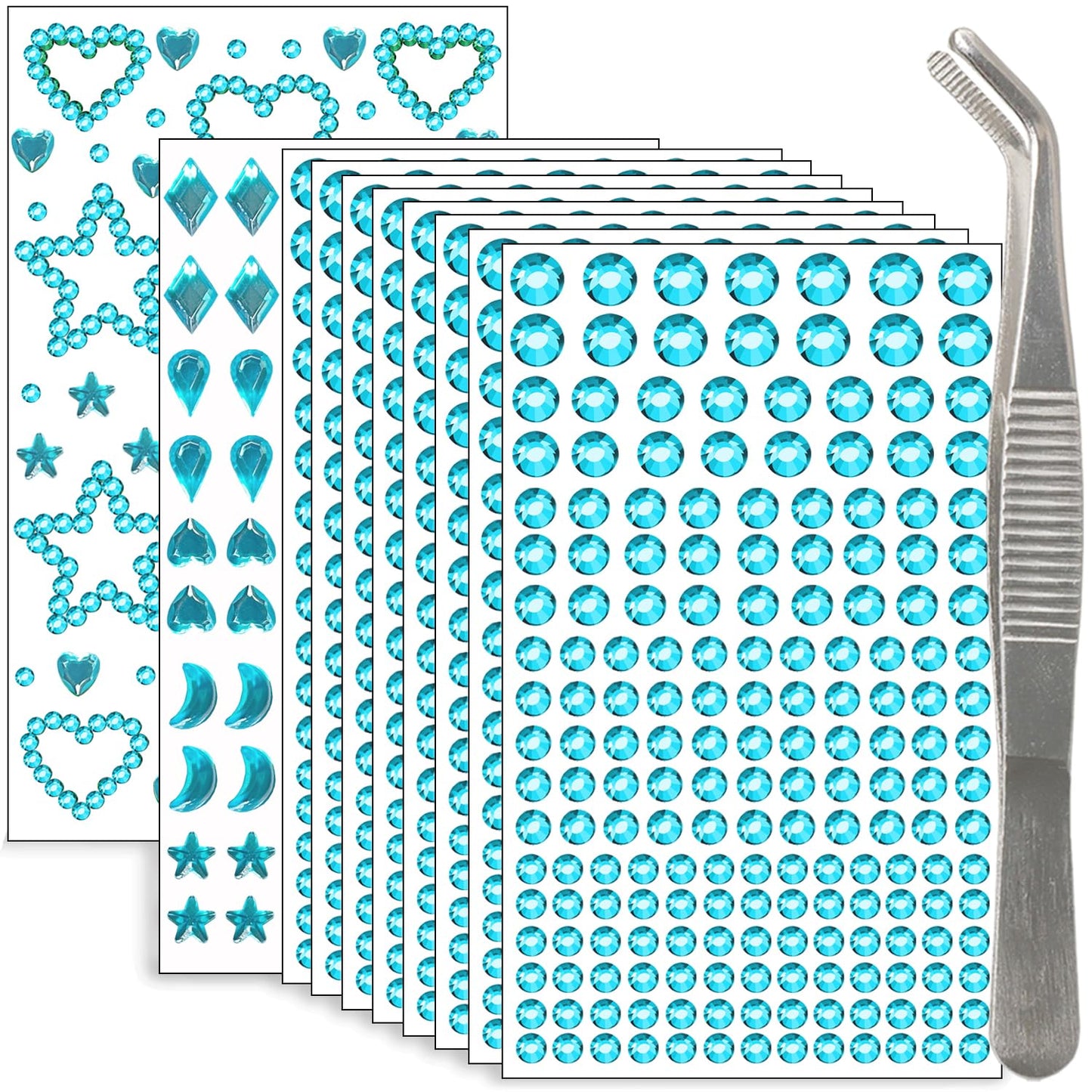 Hair Gems - 1760 Pcs Self-Adhesive Clear Rhinestones for Face, Body & Nail Art | Festival & Halloween Makeup