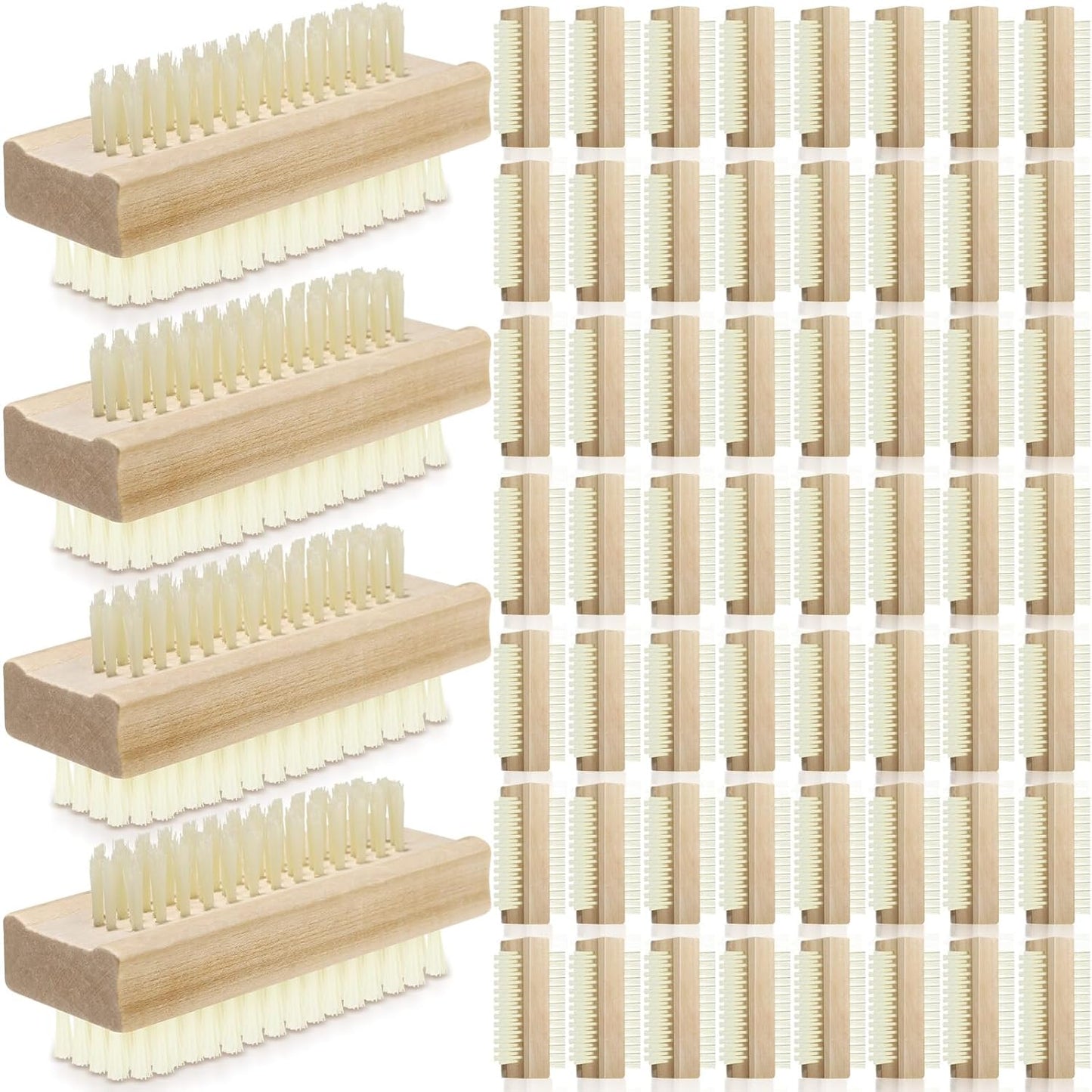 Wooden Nail Brush Set - 12 Pack Two-Sided Heavy Duty Stiff Scrubbers for Nails & Toes | Non-Slip Design