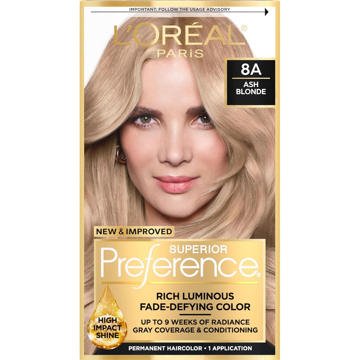 L'Oreal Paris Hair Color - Superior Preference Dark Ash Blonde 7A | Fade-Defying Permanent Dye for 9 Weeks of Radiance