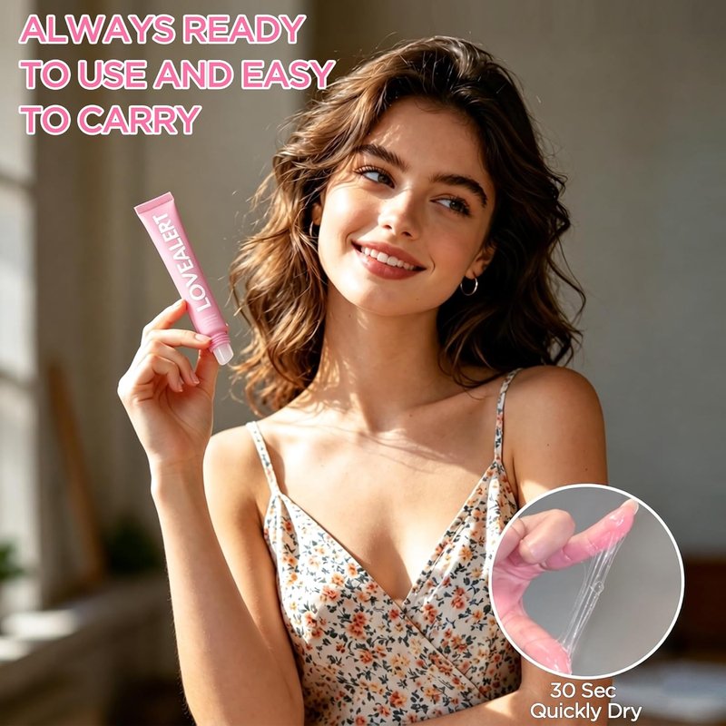 Body Glue for Clothes - Fast Drying 60s Adhesive for Strapless Dresses & Wigs | 20ml Rose Color