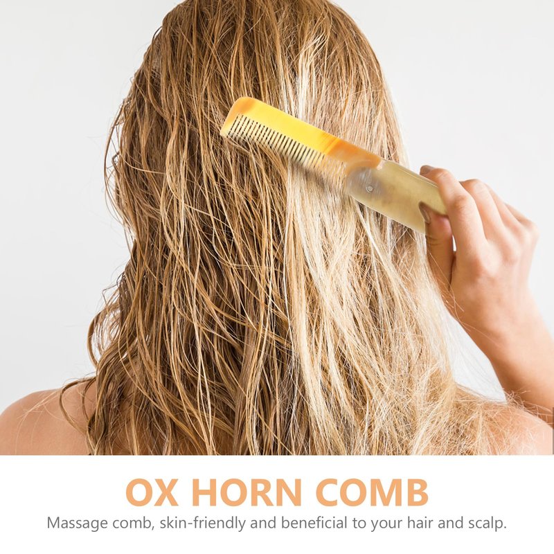 2pcs Ox Horn Hair Comb Pocket Folding Hair Comb Anti Static Portable Comb Prevent Hair Loss for Woman Men Travel Home Use
