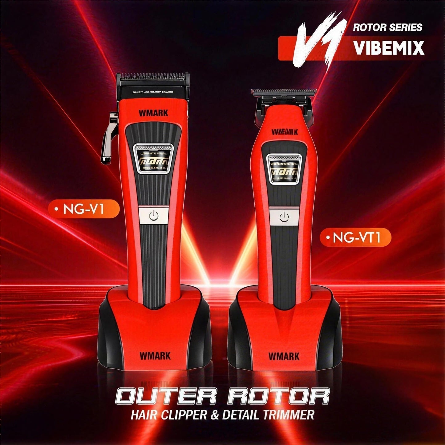 WMARK Hair Trimmer for Men Beard Trimmers for Barbers Electric Trimmer Cordless Hair Clippers for Men Professional, Visible Outer Rotor BLDC Motor, 440C Stainless Steel Ceramic Blades NG-VT1