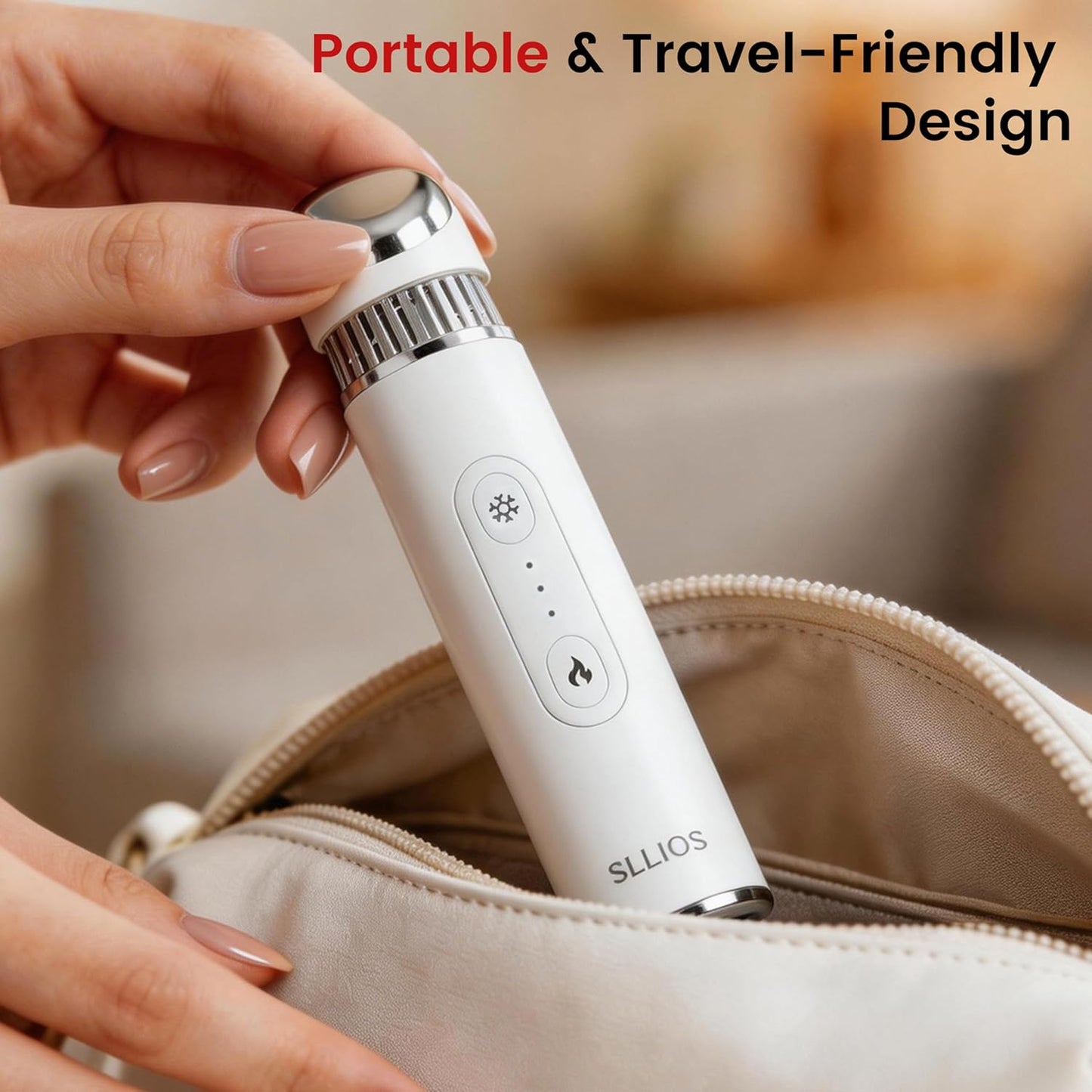 Depuffing Wand - 2-in-1 Cold & Heat Therapy for Eyes & Face | Reduce Puffiness, Dark Circles & Enhance Radiance - 3 Temperature Levels, Gentle on Skin (White)