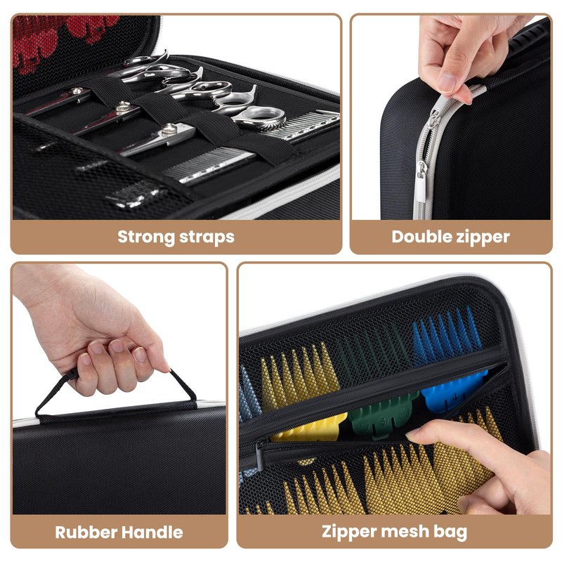 Noverlife Large Hard Clipper Case for Barbers, Portable Hair Cutting Barber Supplies Organizer Bag, Mens Trimmers Box, Hair Salon Carrying Bag for Men Razor Guard Grooming Kits Storage