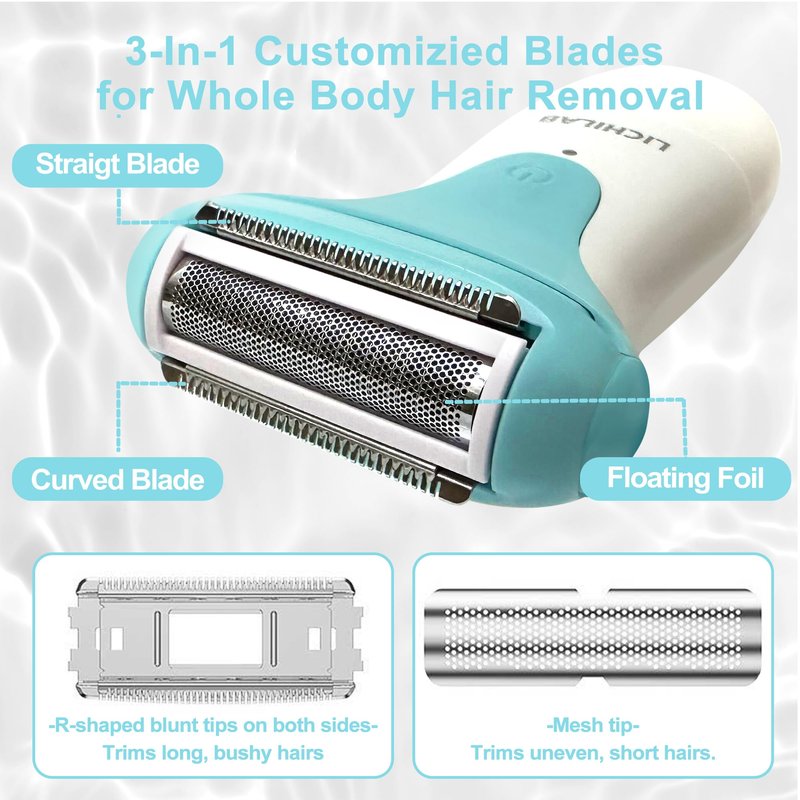 Lichilab Painless Women's Electric Razor & Bikini Trimmer - Waterproof Cordless Foil Shaver for Body,Legs,Underarms & Bikini Line,Wet/Dry TikTok Viral Hair Removal,Viridian/uih8