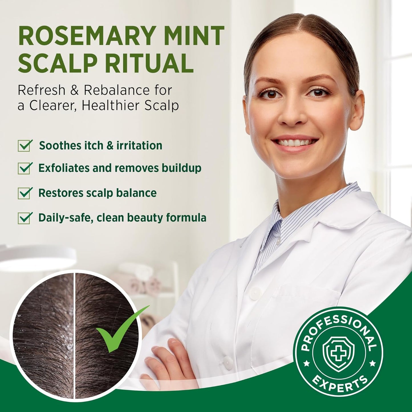 Roycederm Tea Tree Scalp Scrub - Exfoliating Pre-Shampoo Treatment for Dry, Flaky Scalps | Refreshing Rosemary Mint Formula