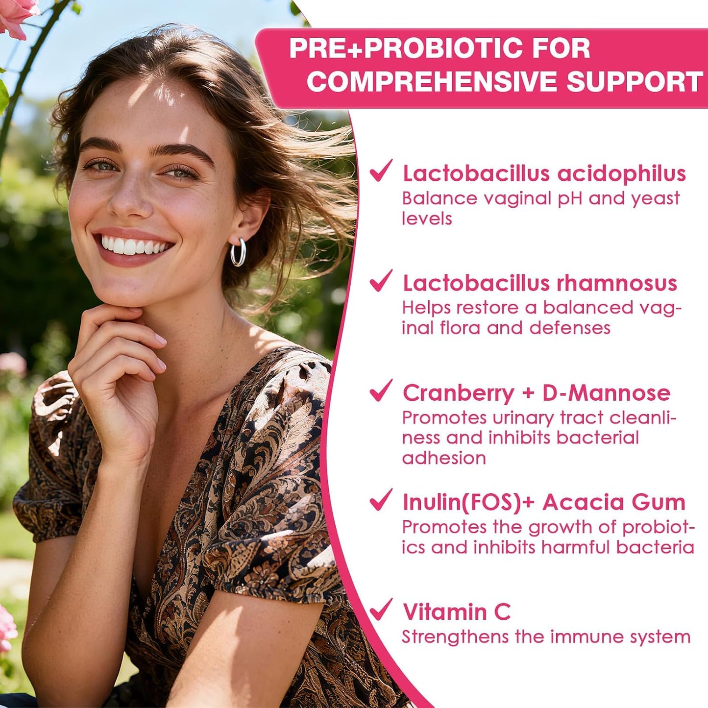 Probiotics for Women | Vaginal Health Support with Cranberry & D-Mannose - 90 Vegan Capsules