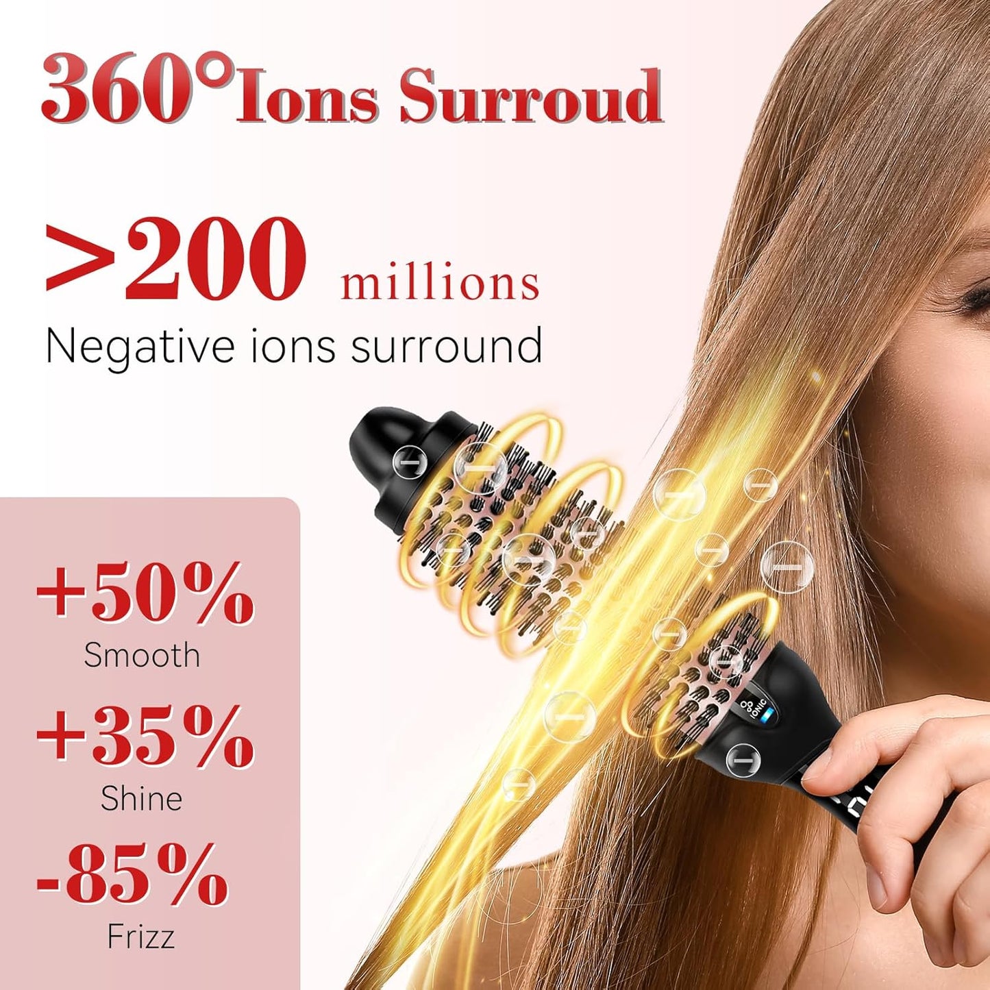 Ionic Thermal Brush - 1.5 Inch Heated Round Brush for Quick Blowouts | 30s Fast Heating, 9 Temp Settings, Travel-Friendly Design