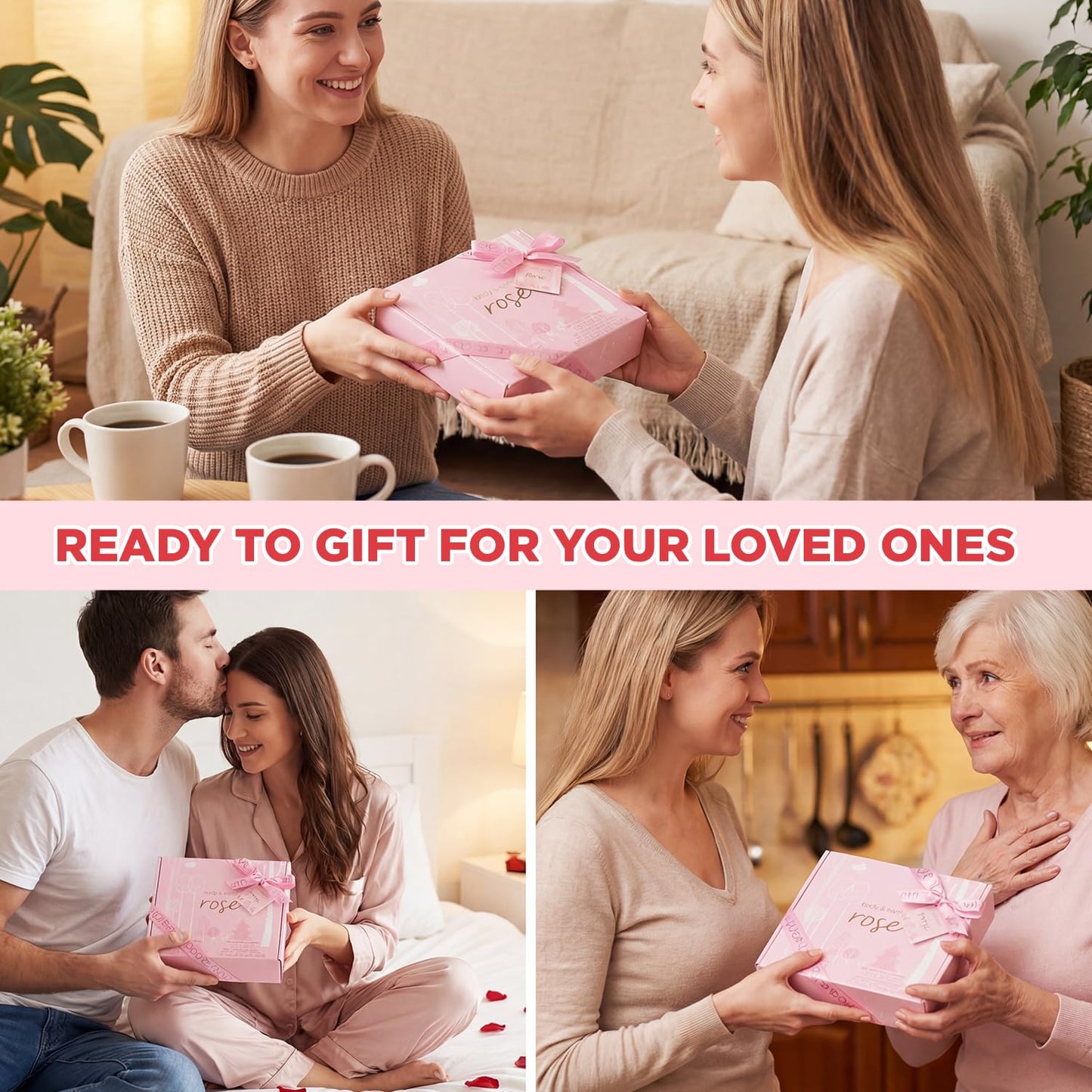 Spa Gift Set for Women - Luxurious 5-Piece Bath & Body Box | Rose Scent, Body Wash, Lotion & More, Perfect Self-Care Gift for Mom