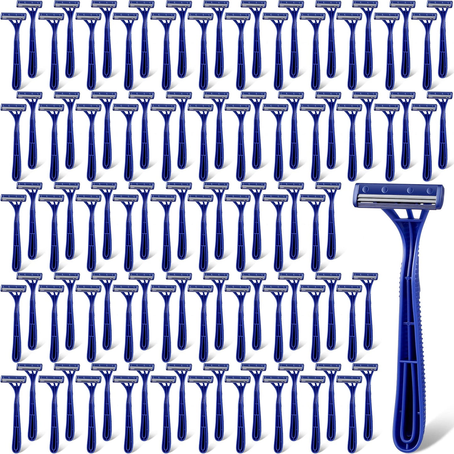200 Pieces Disposable Razor Bulk for Men Individually Wrapped Twin Blades Shaving Razor for Shaving Safety Hotel Guest House Travel Home Use Portable, Blue