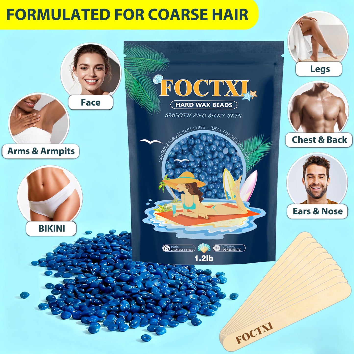FOCTXI Hard Wax Beads, Wax Beans for Hair Removal