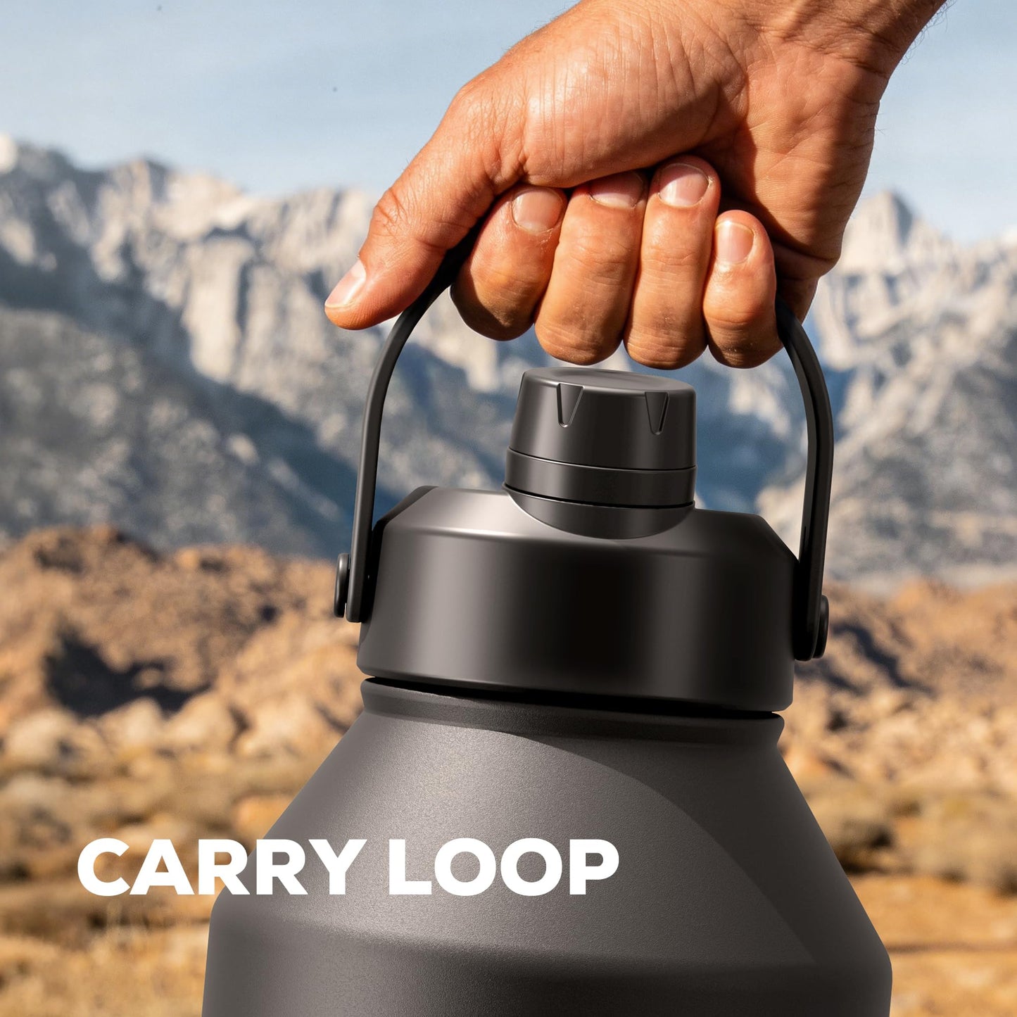 POWCAN 64 oz Insulated Water Bottle for Sports: 2-in-1 Straw & Spout Lid, Leakproof, Carrier Bag, Shoulder Strap, Keep Cold 48H, BPA-Free, Half Gallon Metal Water Jug for Gym, Travel, Gift (Midnight)