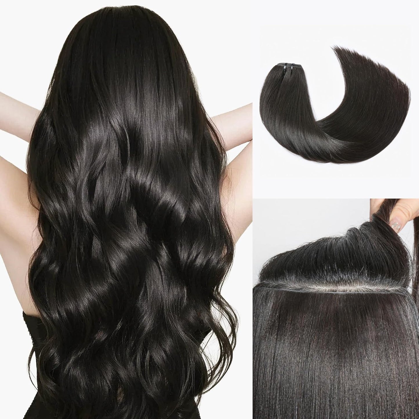 Invisible Messy Curly Clip-In Hair Extensions - Real Human Hair for Women | 14 Inch, 110g, 6 Pcs, Remy Hair