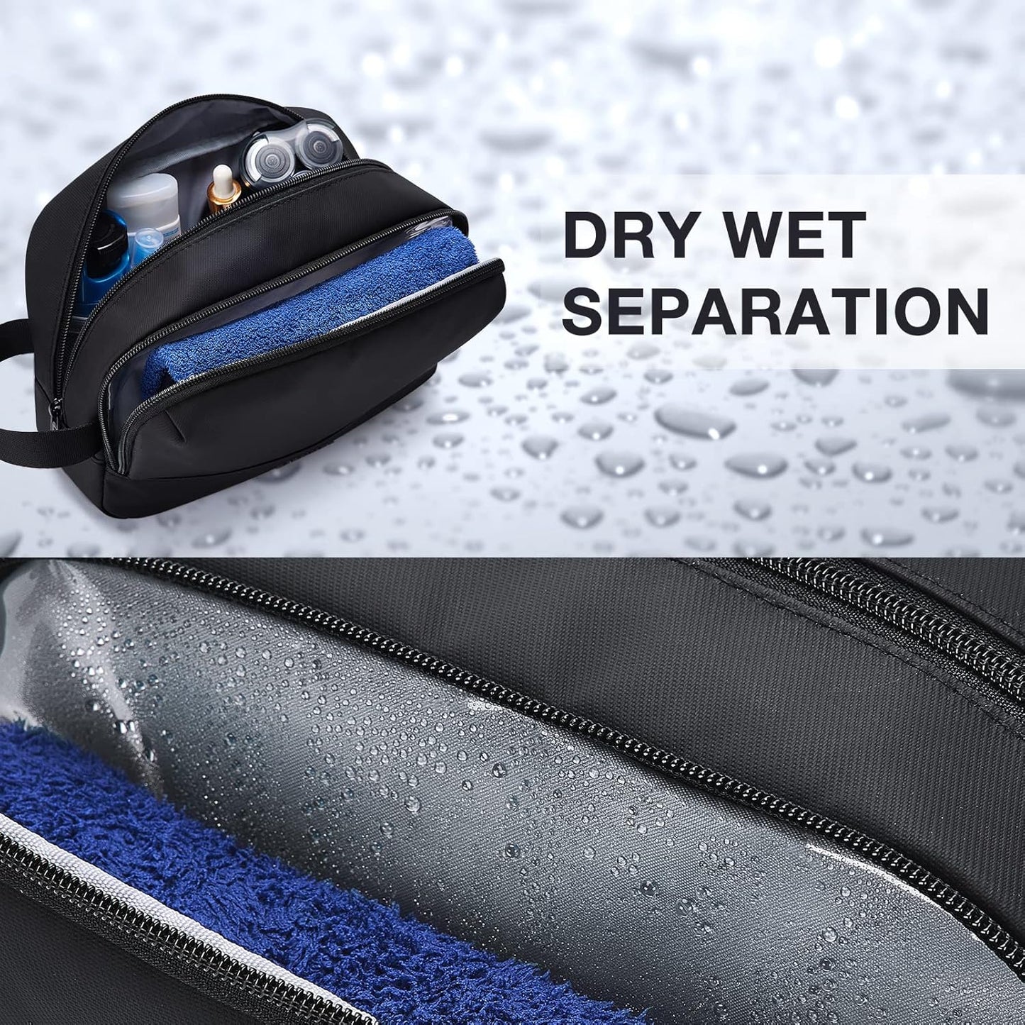 BAGSMART Travel Toiletry Bag - Water-Resistant Dopp Kit for Men | Medium Black Size