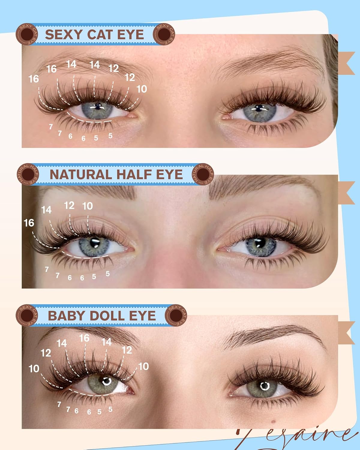 Brown Lash Clusters - Natural Look Eyelash Extensions | 300 Pcs Wispy D-Curl 10-16MM