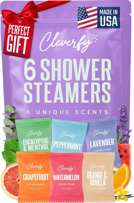 Cleverfy Shower Steamers - Aromatherapy Tablets for Relaxation | Gift Set for Women, Mom, Wife, & Friends - 6 Pack