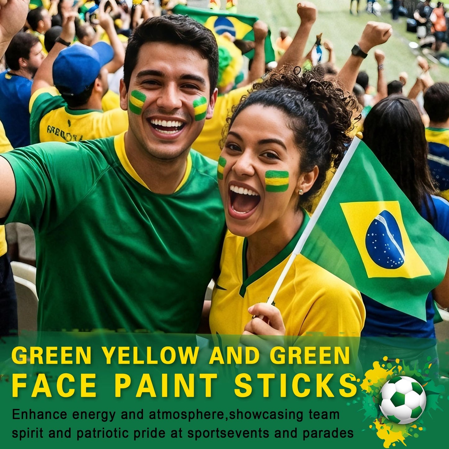 LZXLUKGIR Green Yellow and Green Face Body Paint Eye Black Stick,02 Brazil
