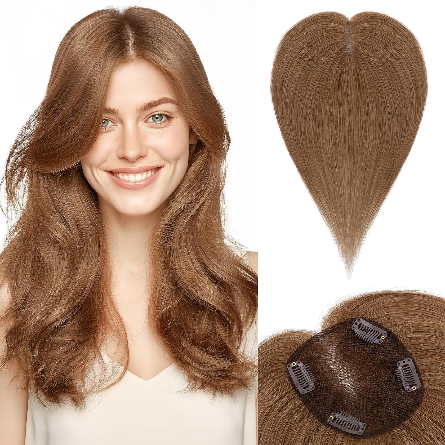Human Hair Topper for Women - Lace Clip-In Hairpiece for Thinning Hair | Volume Boosting, 11 Inch Natural Black