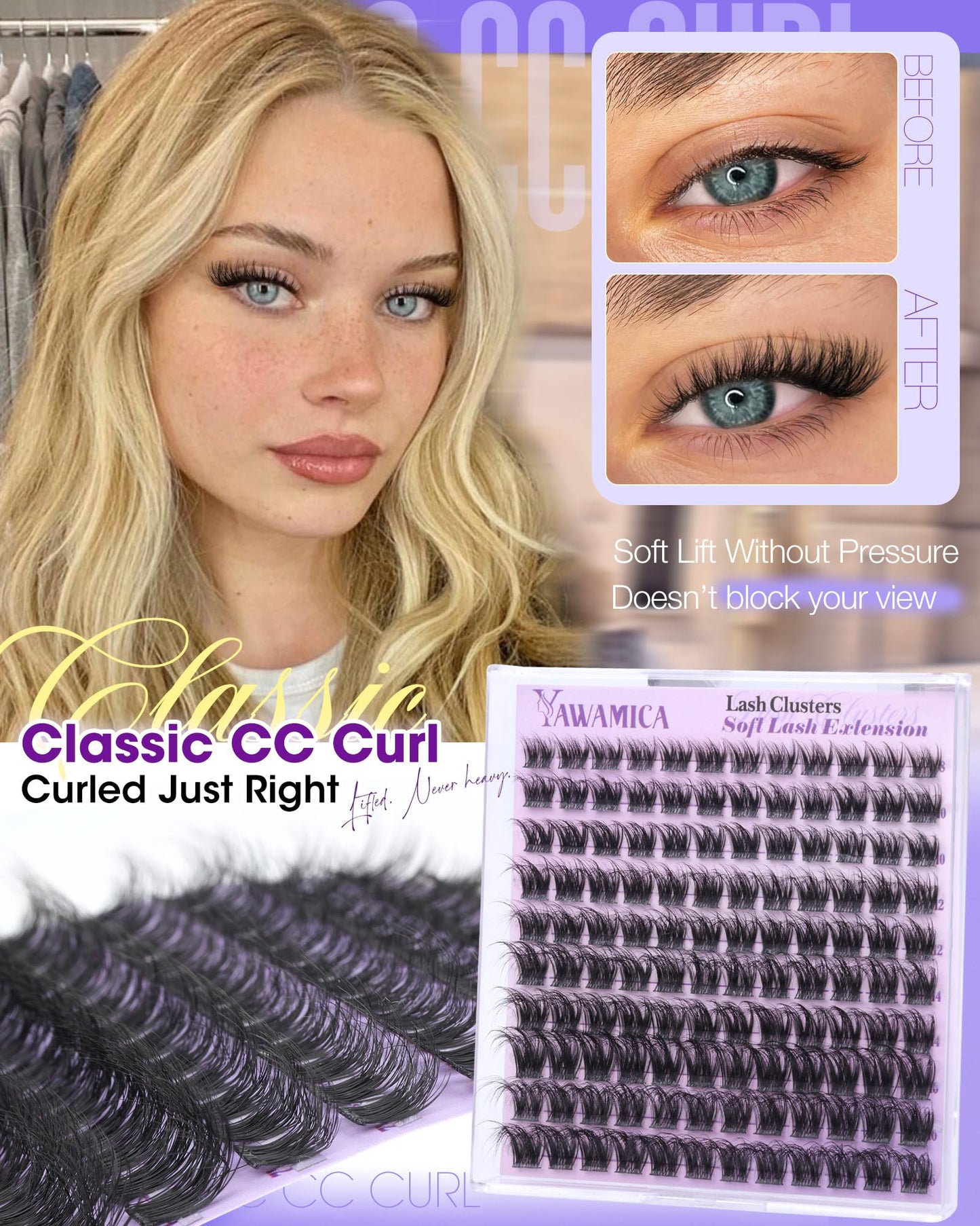 Wispy Lash Clusters 8–16mm Fluffy Natural Eyelash Clusters CC Curl Individual Lashes DIY Lash Extensions Clusters Faux Mink Lash Clusters by Yawamica