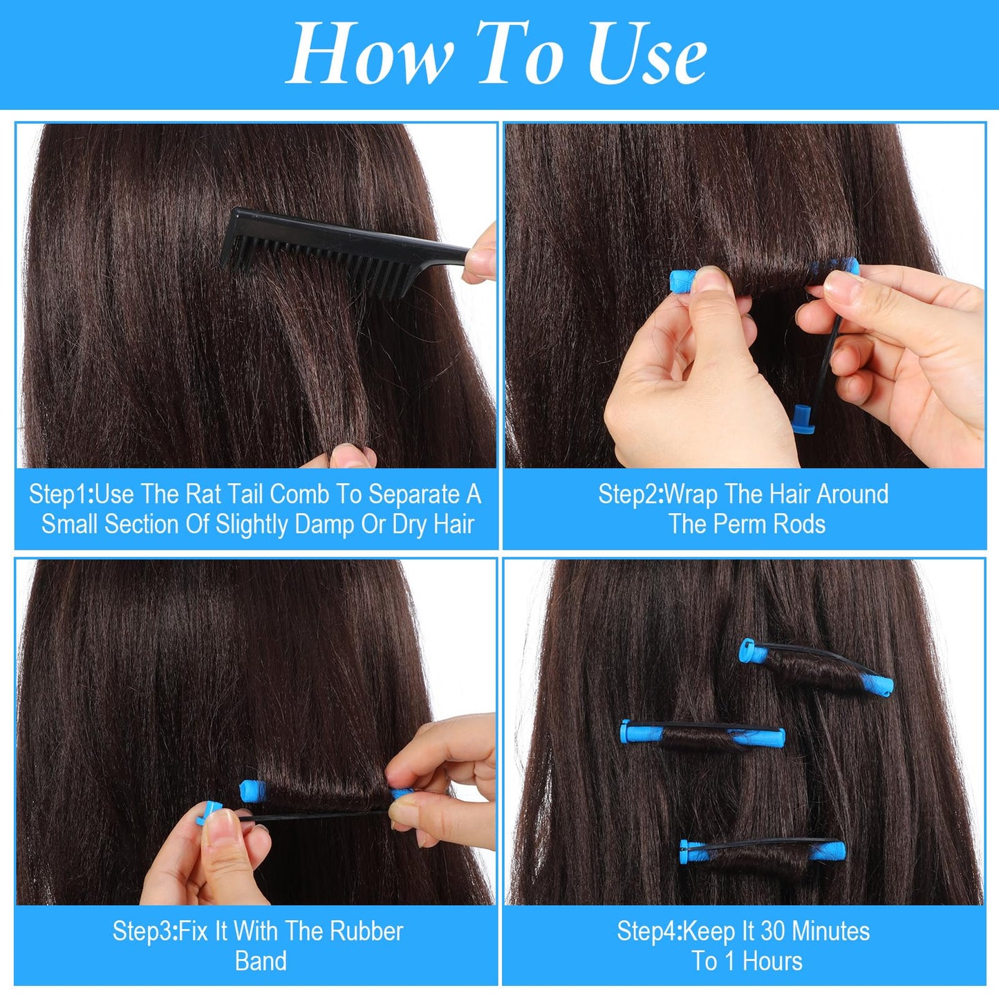 DOPENSPI 40 PCS Small Perm Rods for Short Hair, Plastic Curling Rods Cold Wave Rod Perming Curlers Hair Curling Rollers Perm Rod for DIY Styling Natural Hairs Short Long Hairs