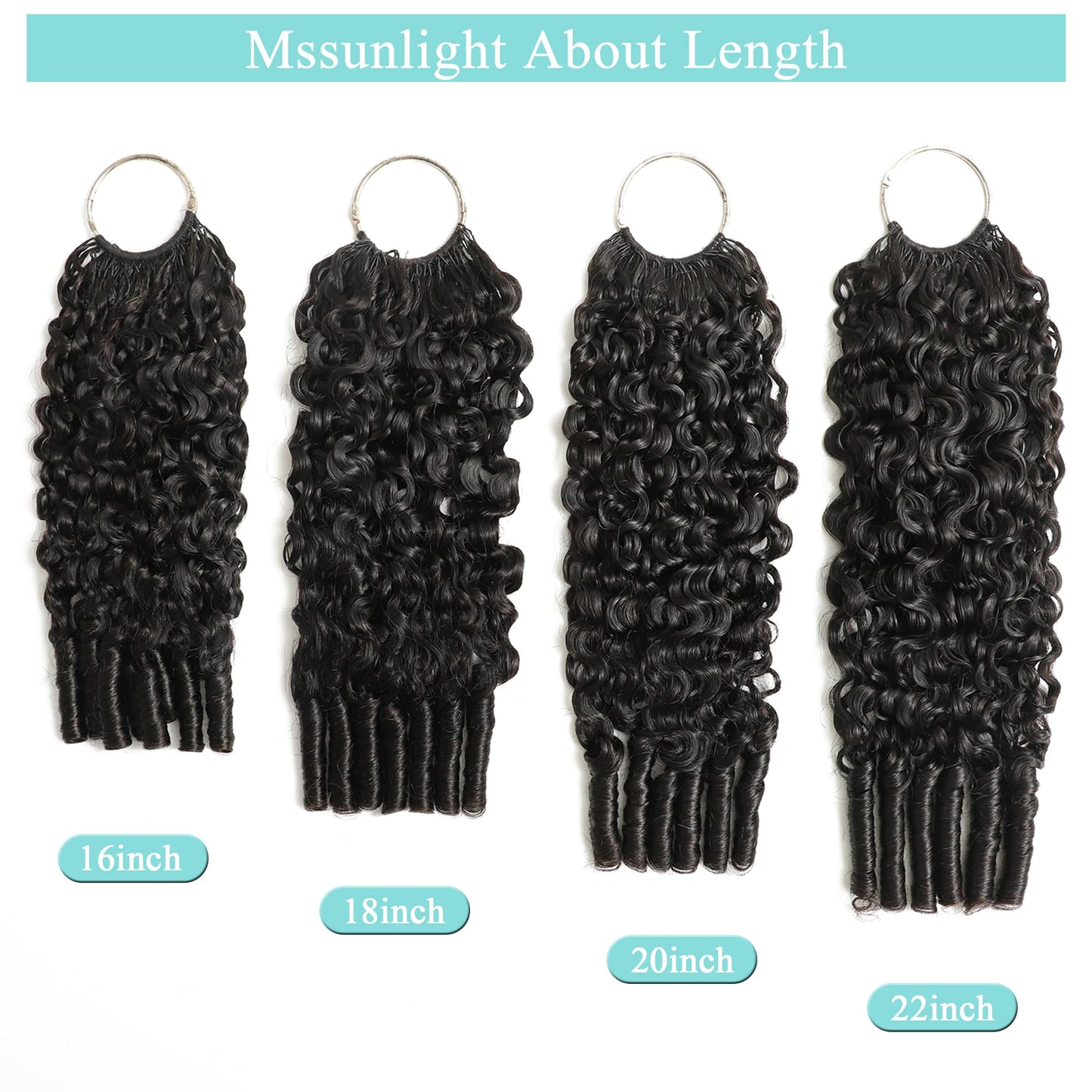 Burmese Curly Crochet Human Hair Designed for Miracle Knots Braids 16 Inch 150g Pre-Separated Crochet Hair Bundles Deep Curly Feather Invisible Crochet Hair Extensions Natural Black