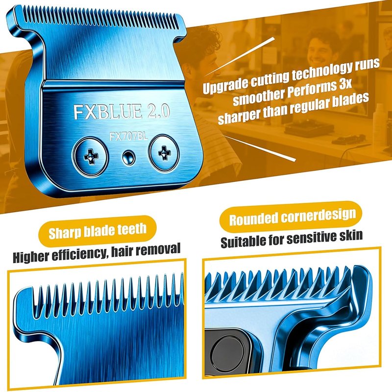 Replacement Blade for BaByliss PRO Hair Trimmers - 2PCS Blue Blades for FX787, FX799, FX726, FX729